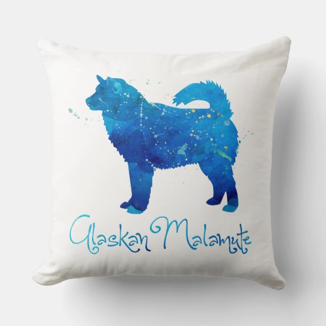 Alaska Malamute Watercolor Kudde (Framsida)