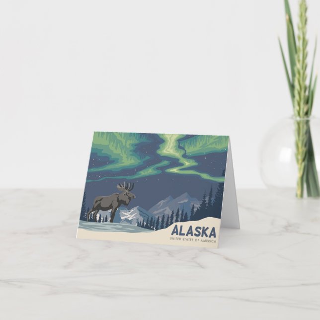 Alaska med Moose Tack Kort (Framsida)