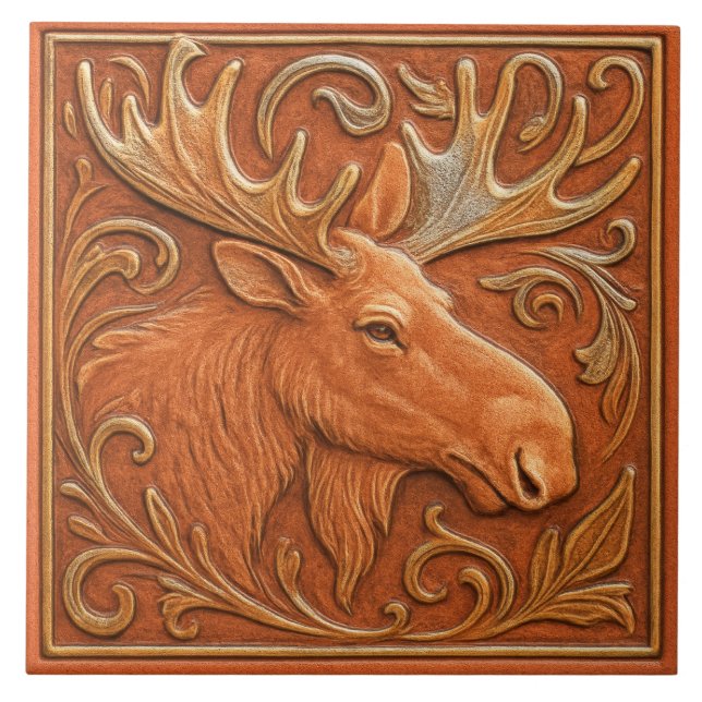 Alaska Moose - Ceramic Tile Kakelplatta (Framsidan)