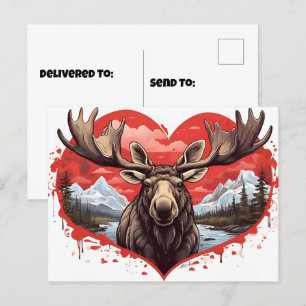 Alaska Moose hjärtformade bakgrund Vykort