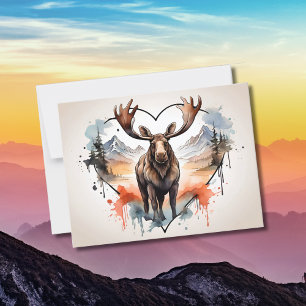 Alaska Moose hjärtformade bakgrund Vykort
