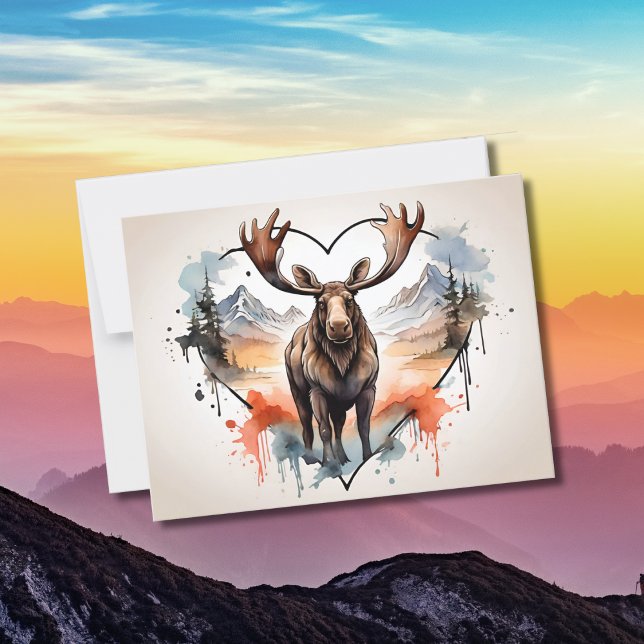 Alaska Moose hjärtformade bakgrund Vykort (Skapare uppladdad)