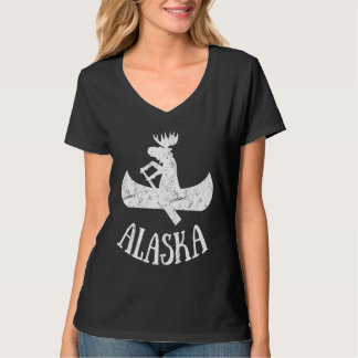 Alaska Moose Moose Canoe Vacation T Shirt