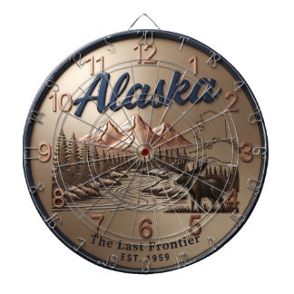 Alaska Moose & Mountain River Bronze Darttavla