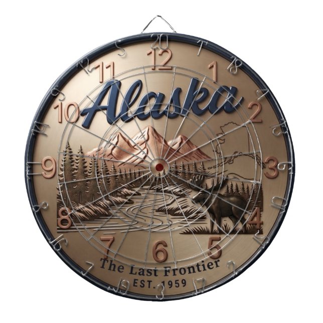 Alaska Moose & Mountain River Bronze Darttavla (Framsidan)