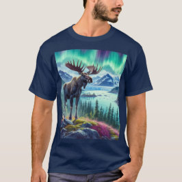 Alaska Moose Northern Ljus Manar T-Shirt