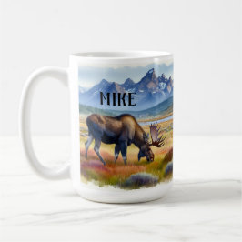 Alaska Moose Personlig Watercolor Coffee Mugg