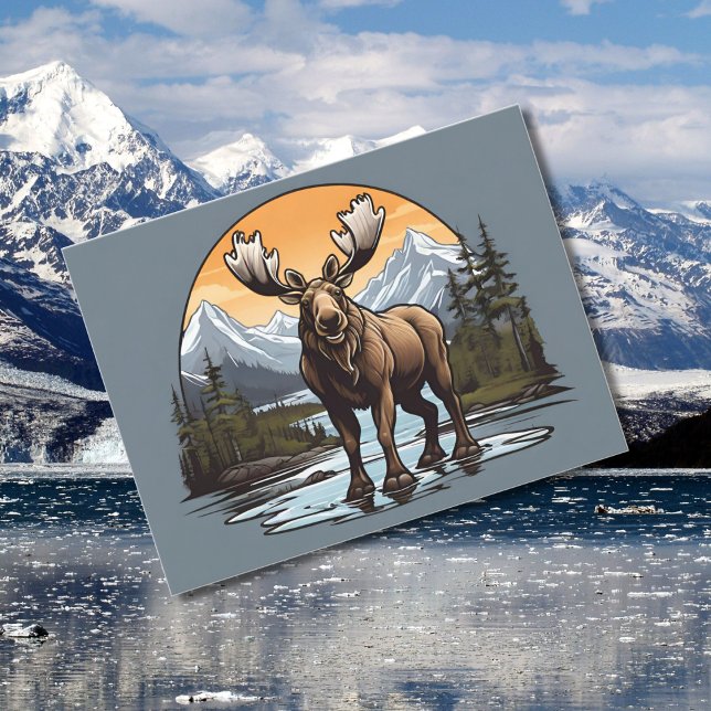 Alaska Moose som står i vatten Vykort (Skapare uppladdad)
