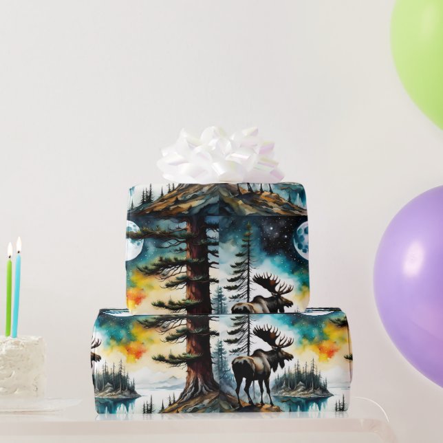 Alaska Moose Ställd på bergsrund Presentpapper (Festgåvor)