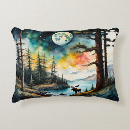 Alaska Moose Ställd på bergsrund Prydnadskudde