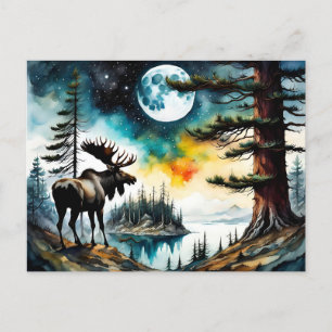 Alaska Moose Ställd på bergsrund Vykort