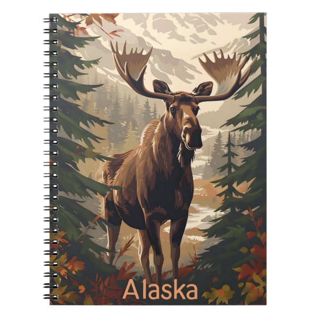Alaska Moose Vintage Anteckningsbok (Framsidan)