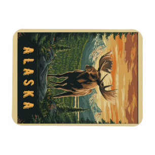Alaska Moose - Vintage Wilderness Magnet