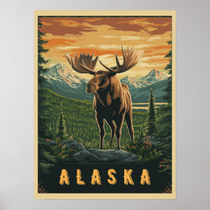 Alaska Moose - Vintage Wilderness Poster