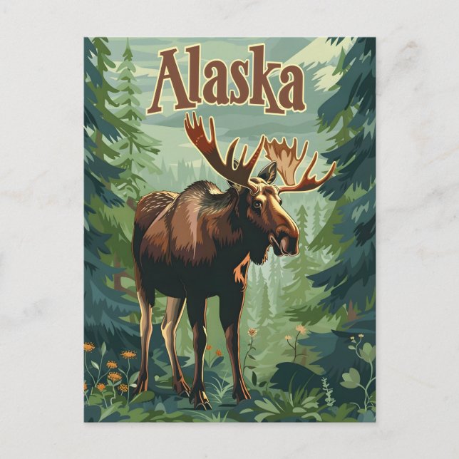 Alaska Moose Vykort (Framsida)