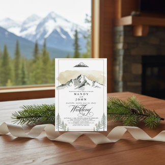 Alaska Mountain Denali Wilderness Neutral Wedding  Inbjudningar