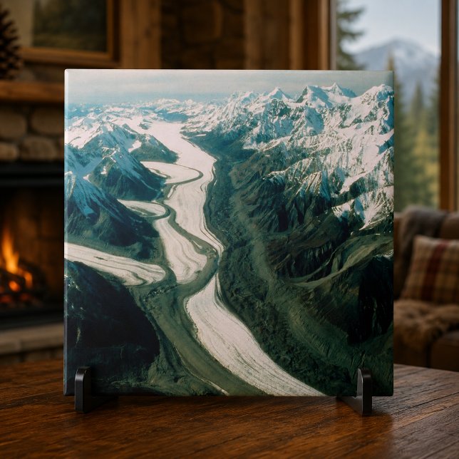 Alaska Mountain Range-Aerial View Kakelplatta (Alaska Mountain Range-Aerial View Ceramic Tile)