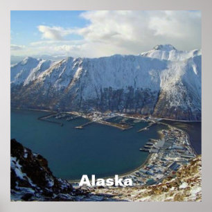 Alaska Mountain Range och City nedanför Poster