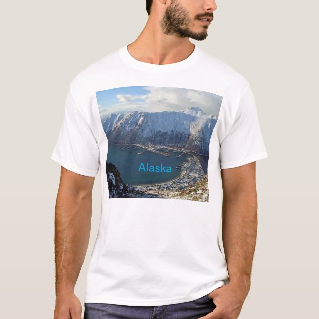 Alaska Mountain Range och City nedanför T Shirt (Framsida)