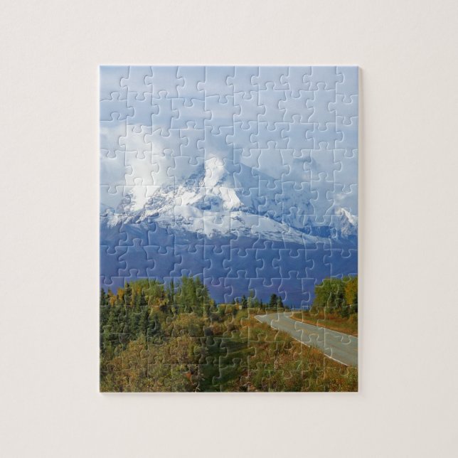 Alaska Mountain Träd Natature Forest Destiny Seaso Pussel (Vertikal)