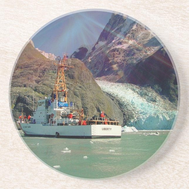 Alaska Mountain View med Boat Underlägg Sandsten (Framsidan)