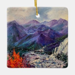 Alaska Mountain Waterfall Ceramic Ornament