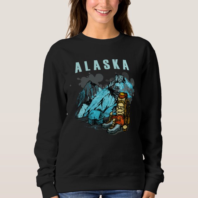 Alaska Mountains and Hikers Tourism vacation outfi T Shirt (Framsida)