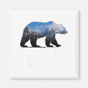 Alaska Mountains Bear Grizzly Alaska State Souven Magnet