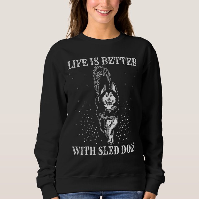 Alaska Mushing Dog Sled Rider Huskies Winter Sport T Shirt (Framsida)