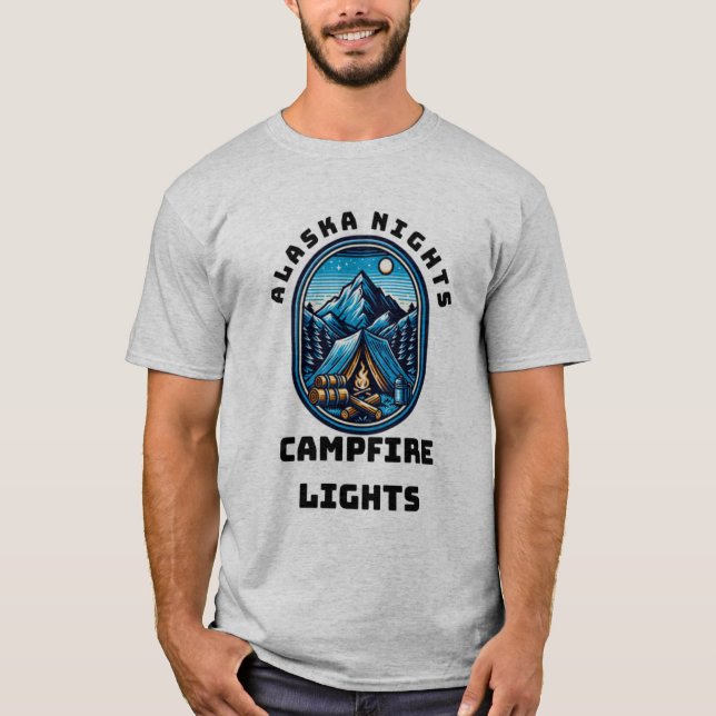 Alaska Nights, Campfire Ljus T Shirt (Framsida)