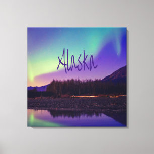 Alaska norra Ljus-bergen Sjö Canvastryck