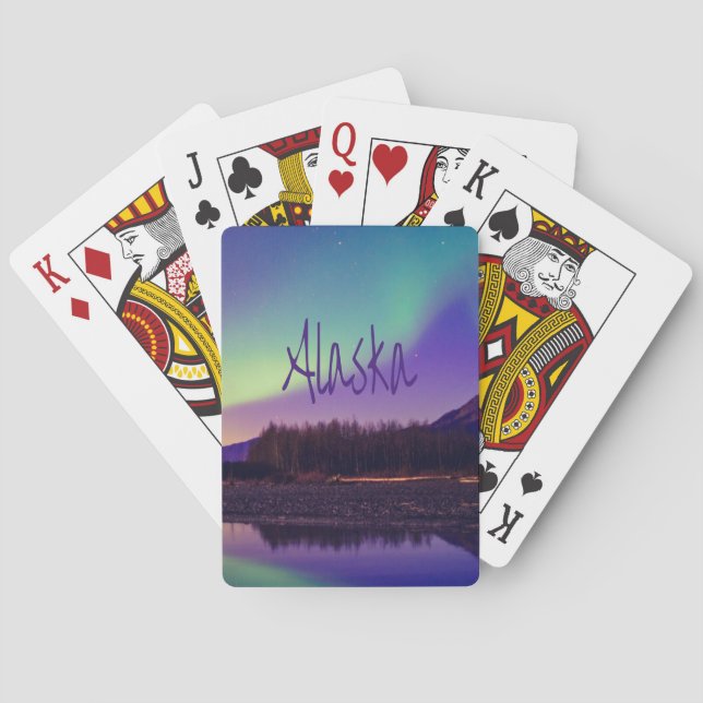 Alaska norra Ljus-bergen Sjö Casinokort (Baksidan)