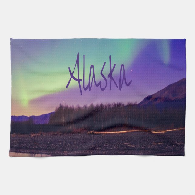 Alaska norra Ljus-bergen Sjö Kökshandduk (Horisontell)