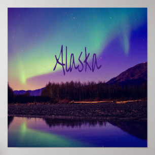 Alaska norra Ljus-bergen Sjö Poster