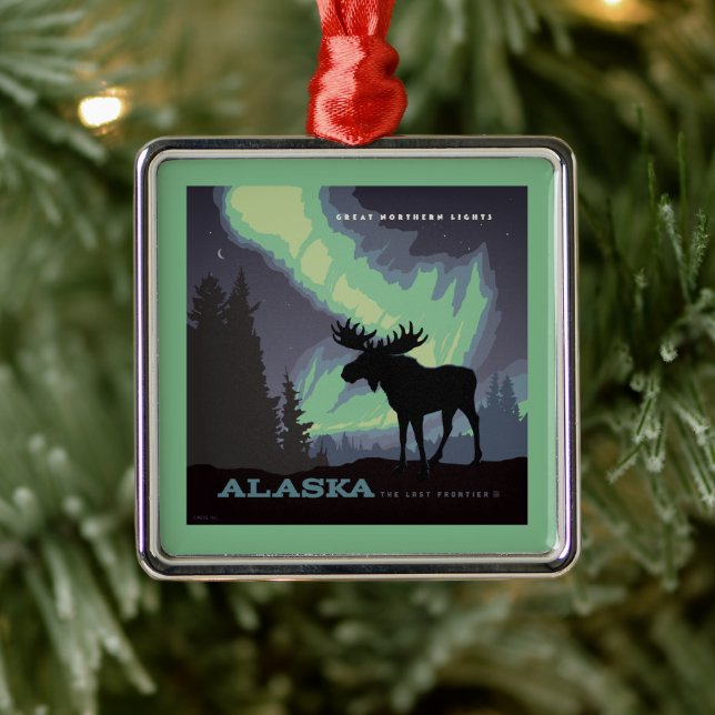 Alaska | Norra Ljus Moose Julgransprydnad Metall (Träd)