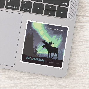 Alaska Norra Ljus Moose Klistermärken