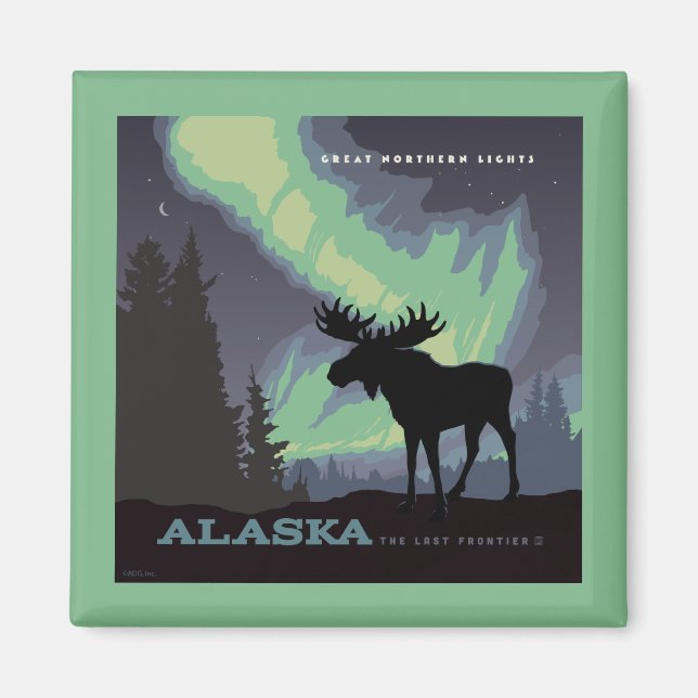 Alaska | Norra Ljus Moose Magnet (Framsidan)