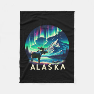 Alaska Norrsken Aurora Sevärdheter Älg Semester Fleecefilt