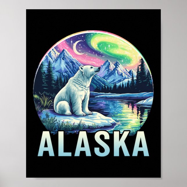 Alaska Norrsken Aurora Sevärdheter Semester Ala Poster (Framsidan)