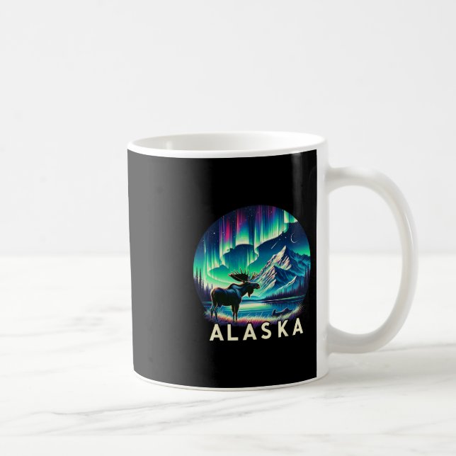 Alaska Norrsken Aurora Visning Älg Semester Kaffemugg (Höger)