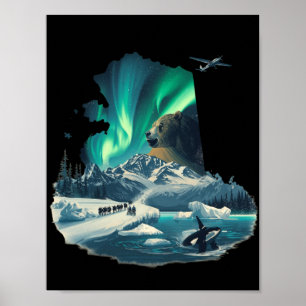 Alaska Norrsken Brunbjörn & Späckhuggare Poster