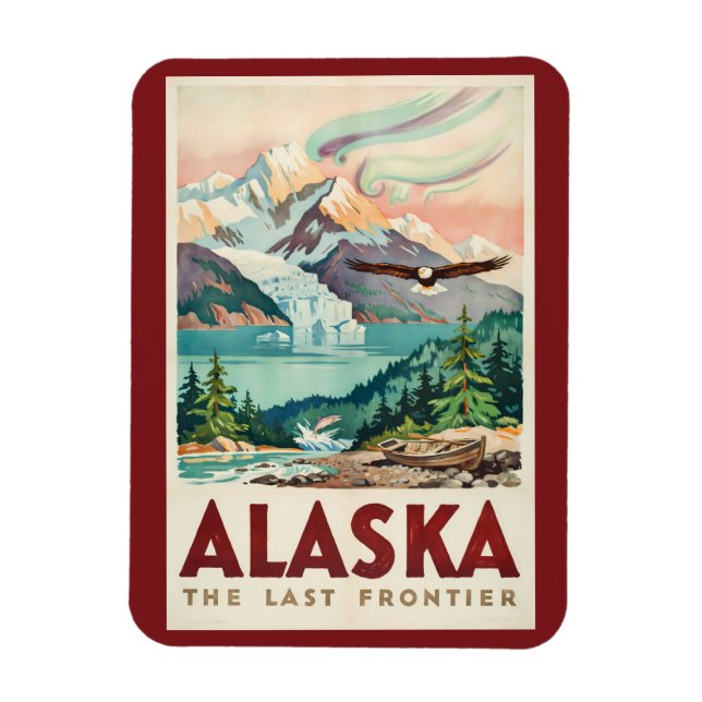 Alaska Norrsken Havsörn Illustration Magnet (Vertikal)