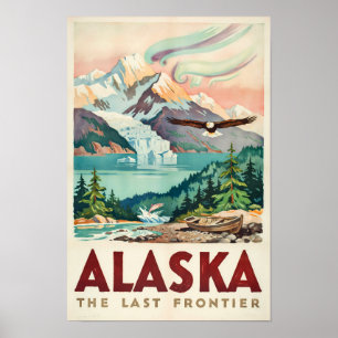 Alaska Norrsken Havsörn Illustration Poster