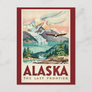 Alaska Norrsken Havsörn Illustration Vykort