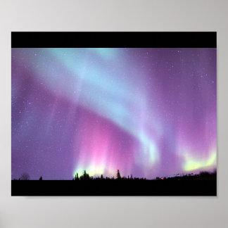Alaska Norrsken Himmel Natt Vacker Poster