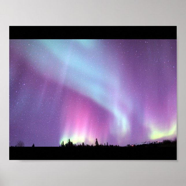 Alaska Norrsken Himmel Natt Vacker Poster (Framsidan)
