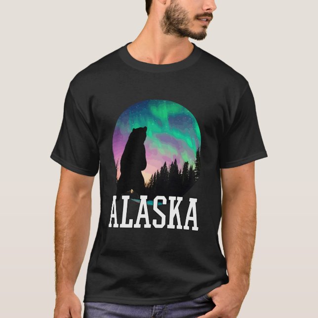 Alaska Norrsken Sevärdheter Semester T Shirt (Framsida)