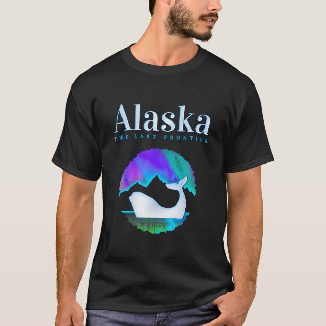 Alaska Northern Lights Orca Whale With Aurora Bore T Shirt (Framsida)