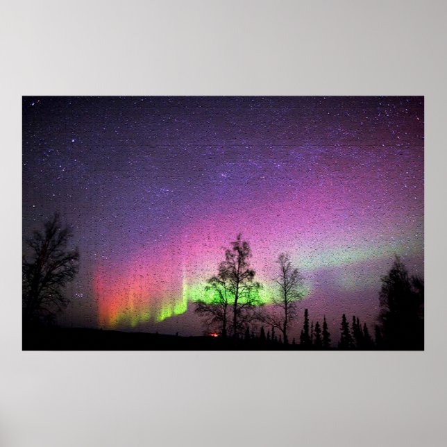 Alaska Northern Ljus Himlar Nattkrackskonst Poster (Framsidan)
