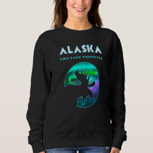Alaska Northern Ljus T Alaska Moose med Aurora T Shirt
